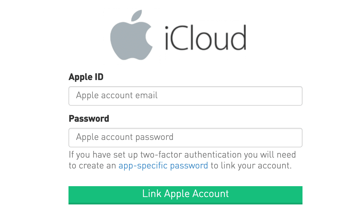 A screenshot of an apple icloud login page.