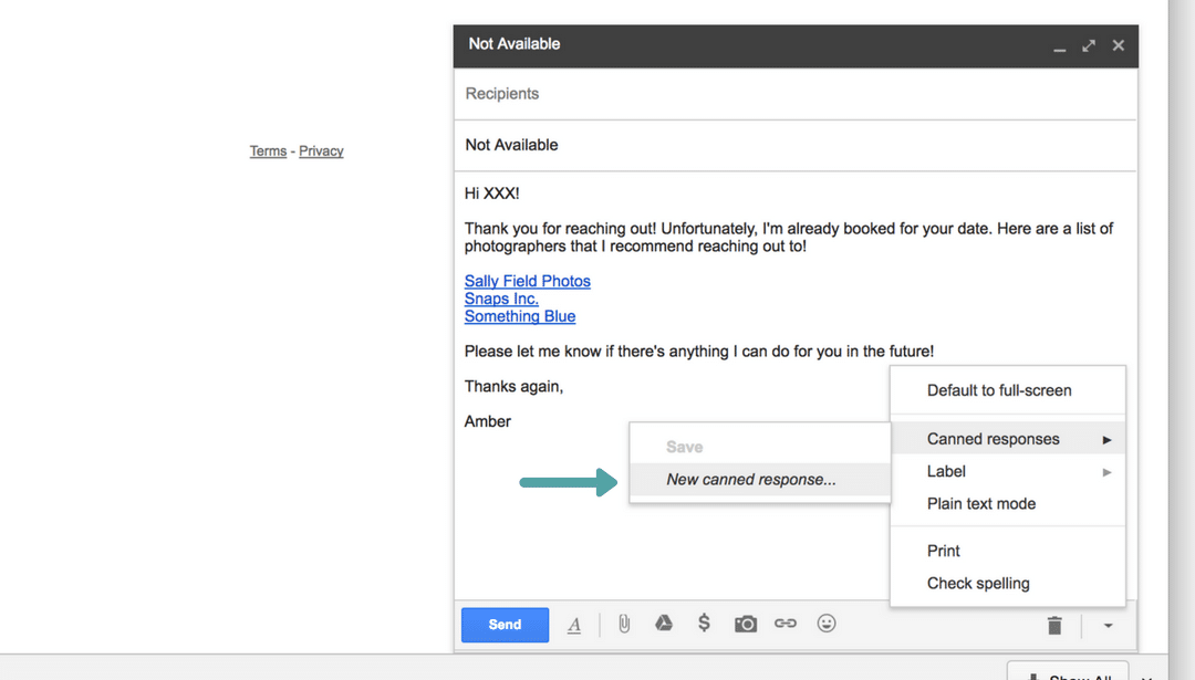 A screenshot of a gmail email with an arrow pointing to the right