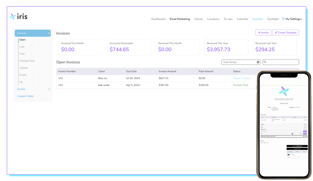 A screenshot of a website and a cell phone.