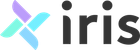 A logo for a company called iris with a blue and purple x.