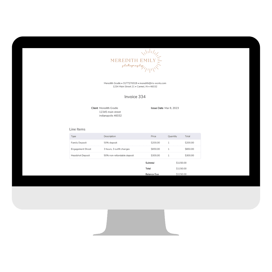 Invoices on Iris Works