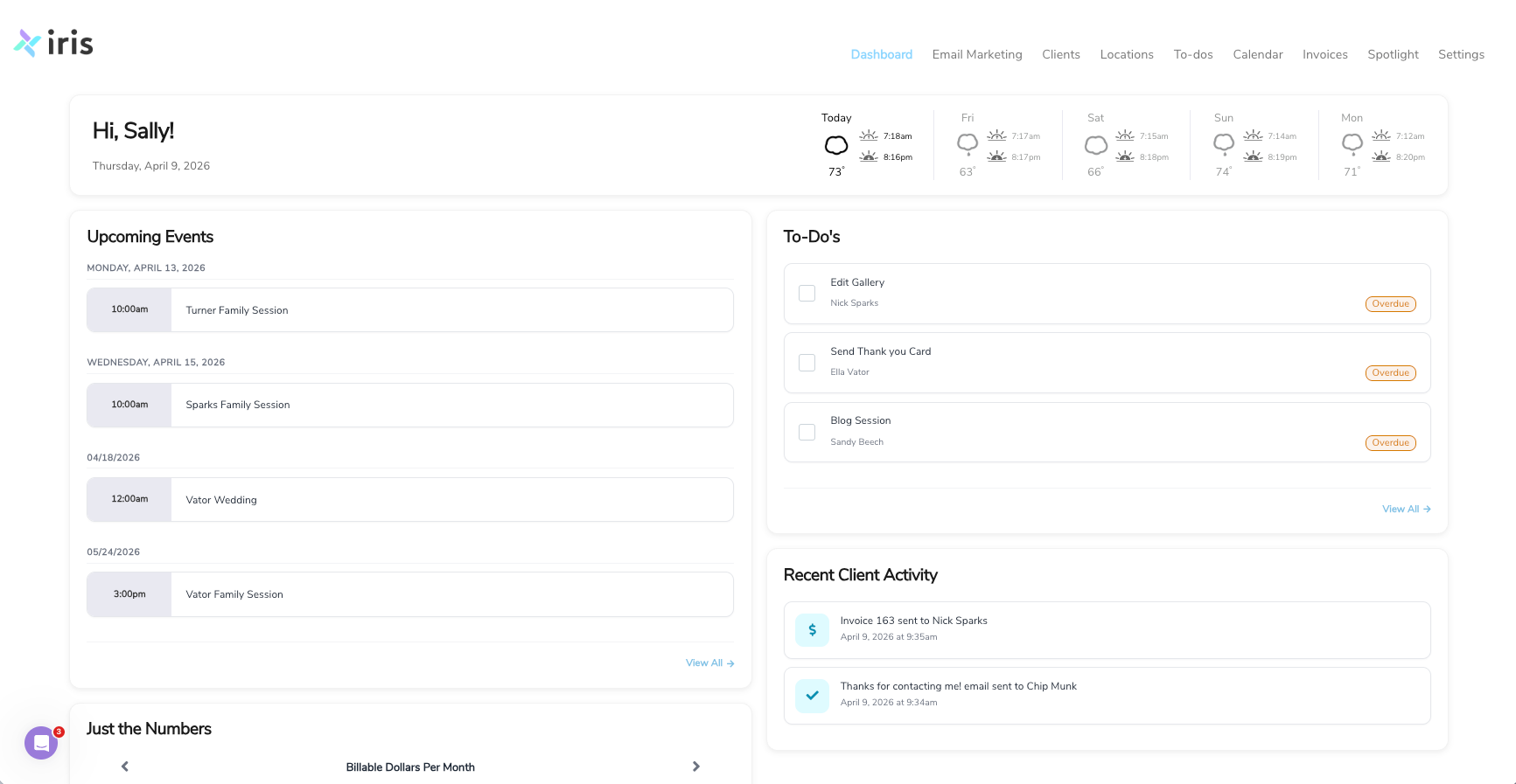 A screenshot of the iris website showing a list of tasks.