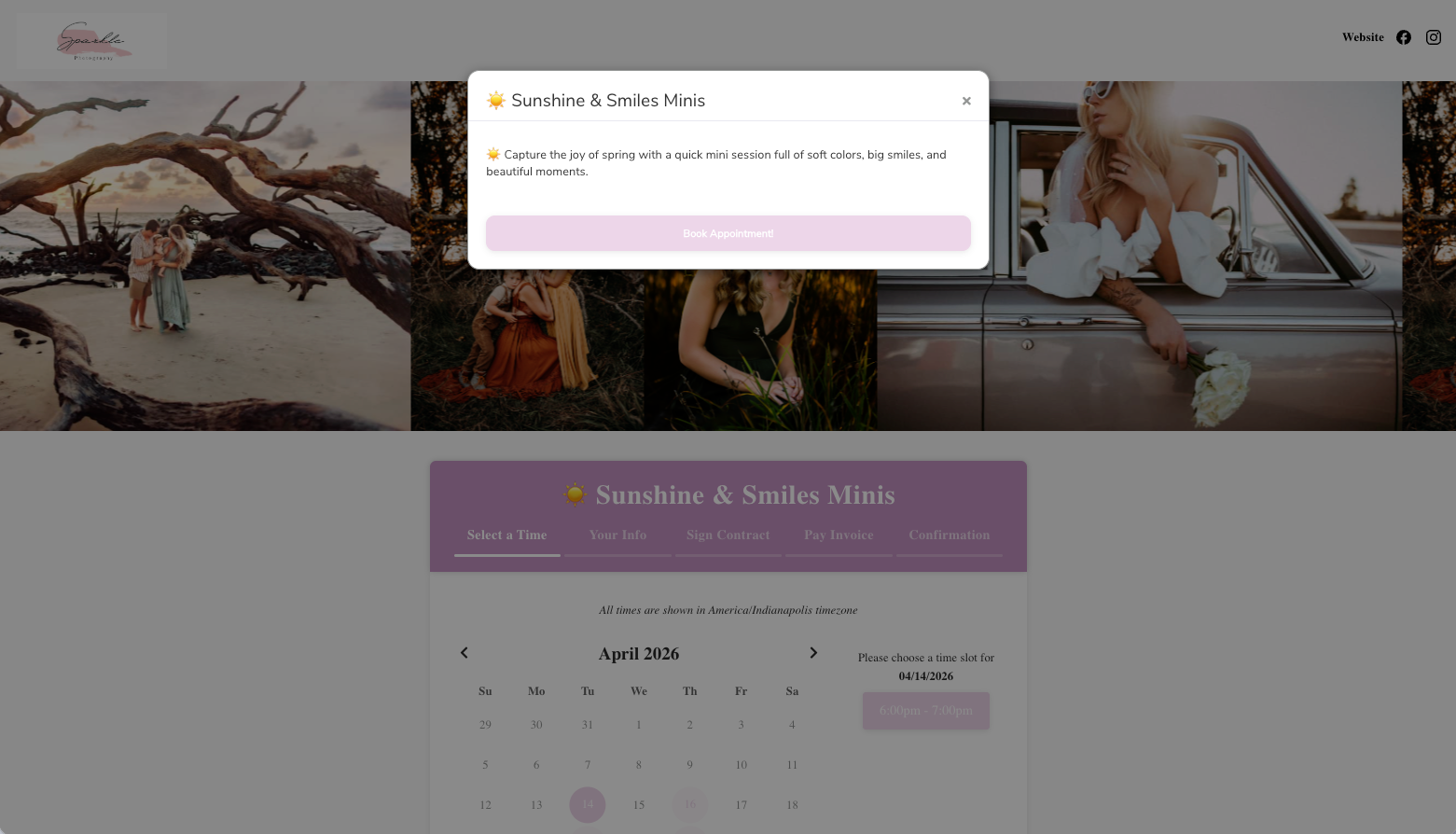 A screenshot of a calendar for a summer family session