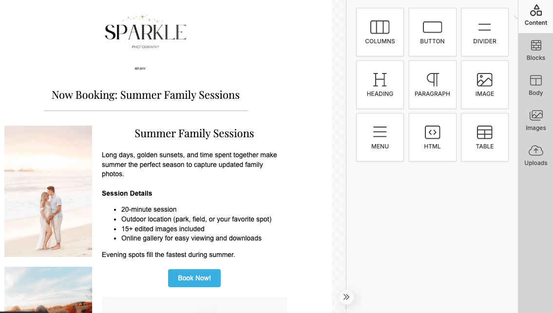 A screenshot of a website with a popup window that says ' send to clients ' on it.