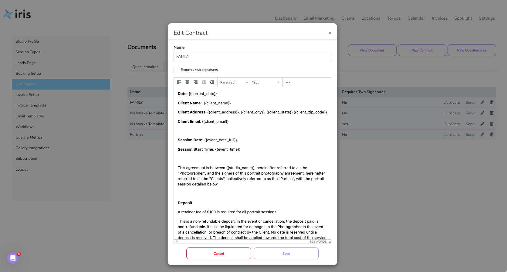 A screenshot of a website with a popup window that says ' send to clients ' on it.