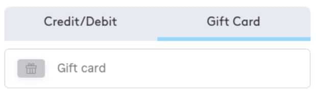 A credit / debit button and a gift card button on a website.