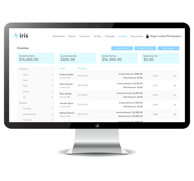 Iris Works Invoicing Dashboard