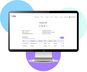 A computer monitor displaying an invoice from iris