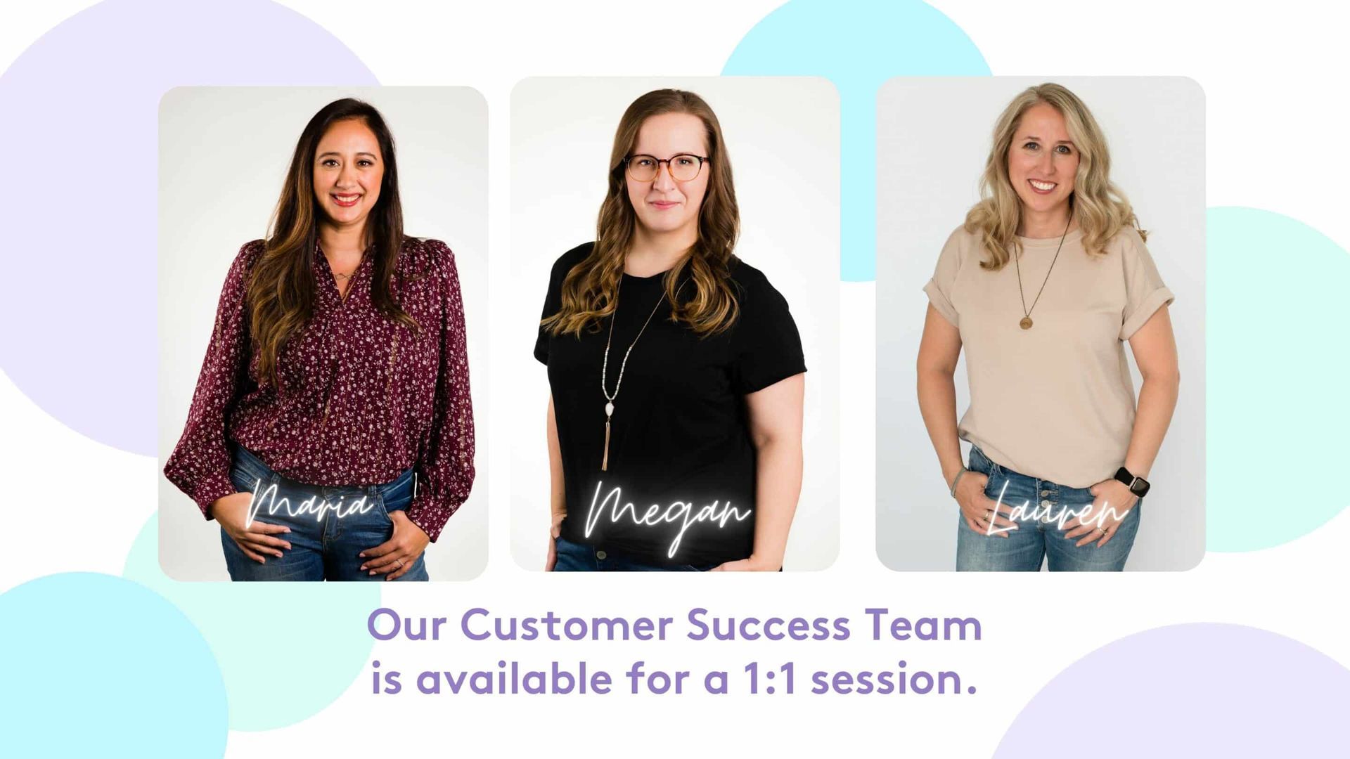 Three women are standing next to each other in front of a white background.