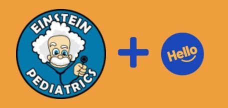 A logo for einstein pediatrics and hello