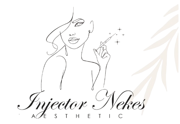 A line drawing of a woman holding a syringe in her hand.