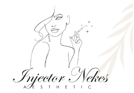 A line drawing of a woman holding a syringe in her hand.