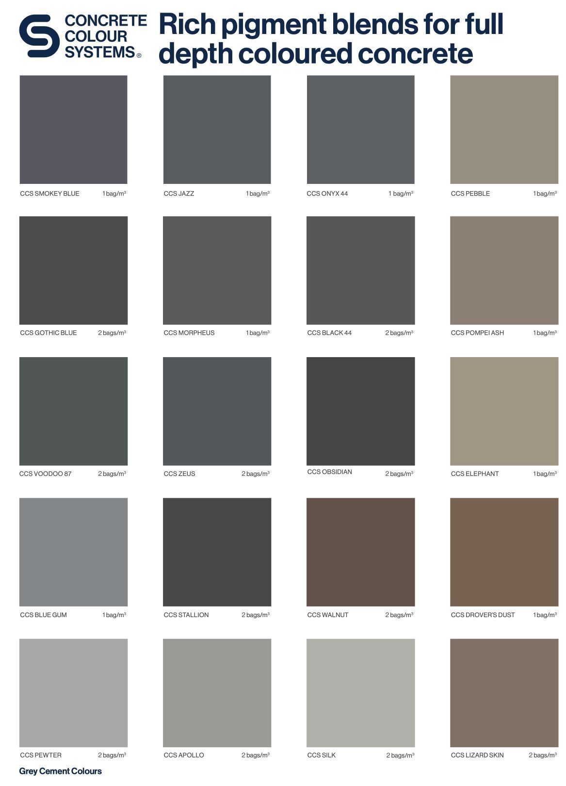 New Concrete Colour Systems Pigment Chart 2