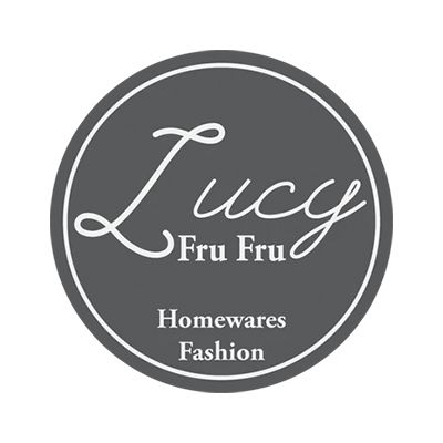 A logo for lucy fru fru homewares fashion
