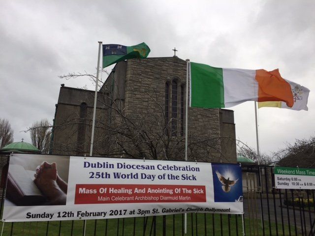 A banner for dublin diocesan celebration 25th world day of the sick