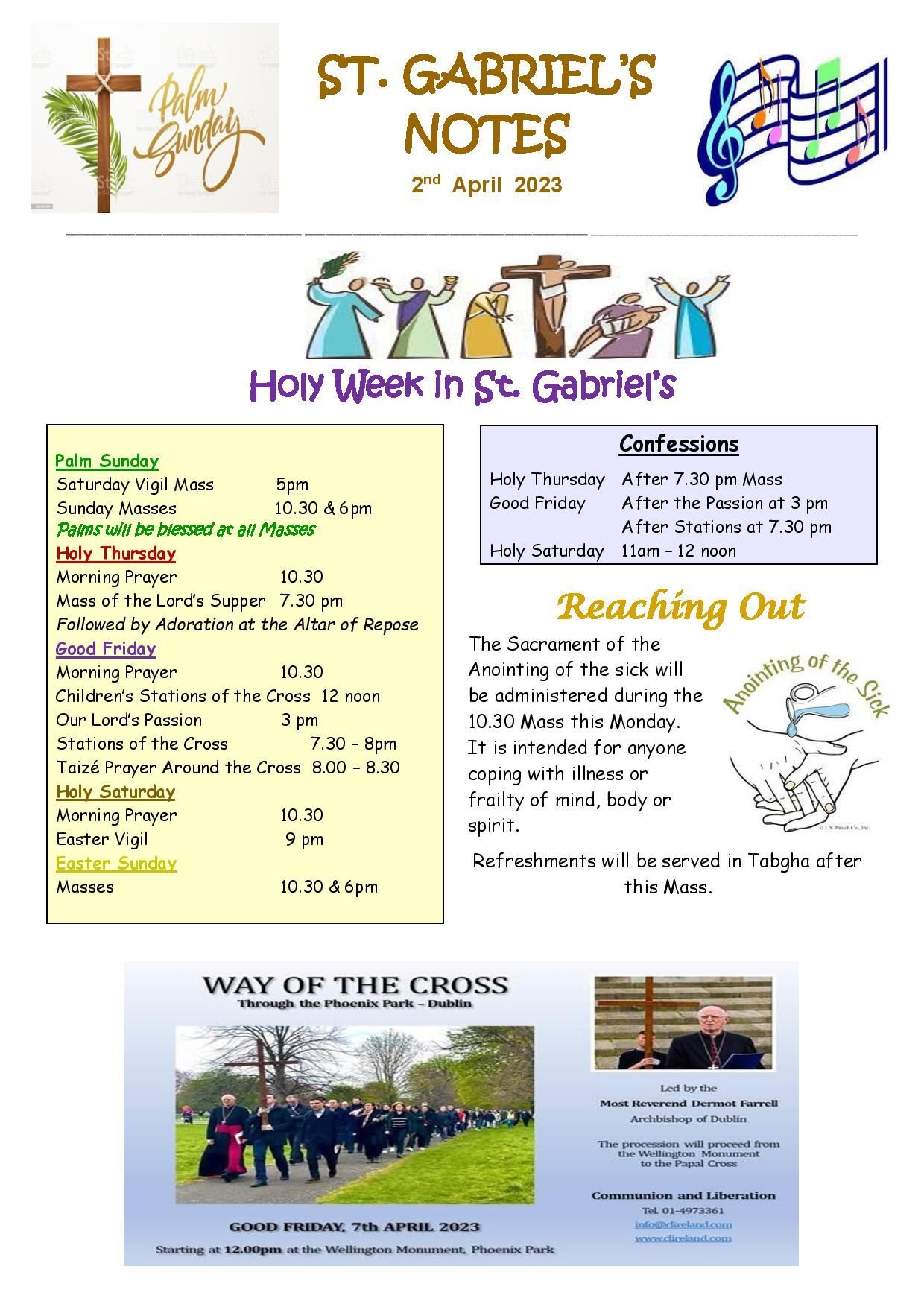 A bulletin from st. gabriel 's church shows a holy week in st. gabriel 's