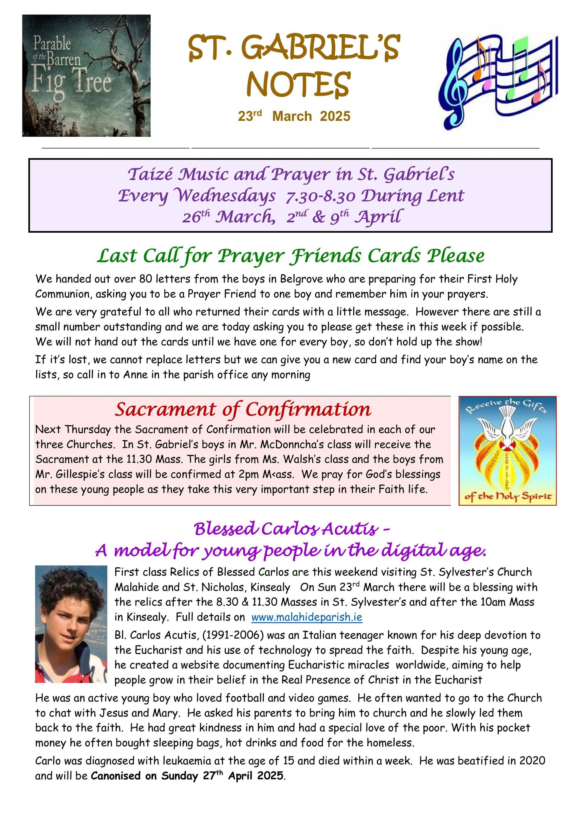 A page of st. gabriel 's notes with a picture of jesus on it.