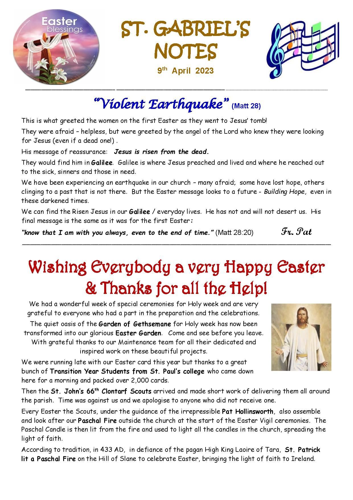 St. gabriel 's notes for april 7th 2012 wishing everybody a very happy easter and thanks for all the help !