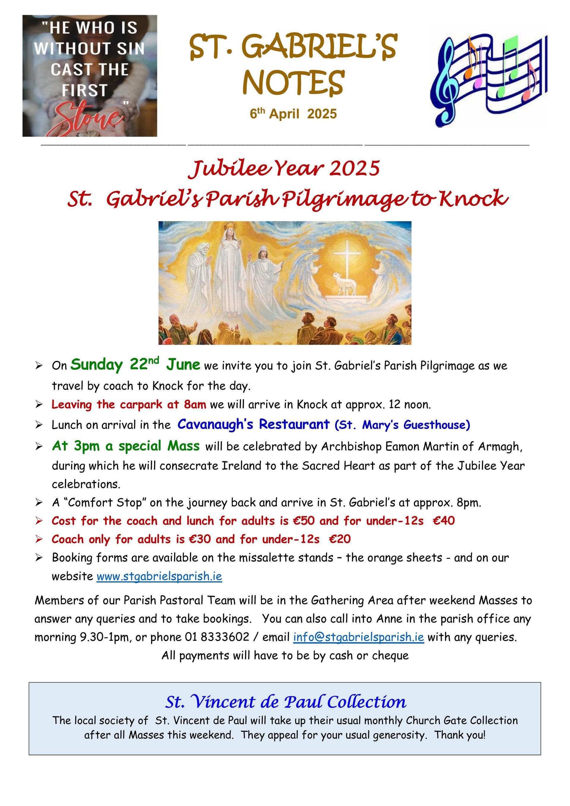 A page of st. gabriel 's notes with a picture of jesus on it.