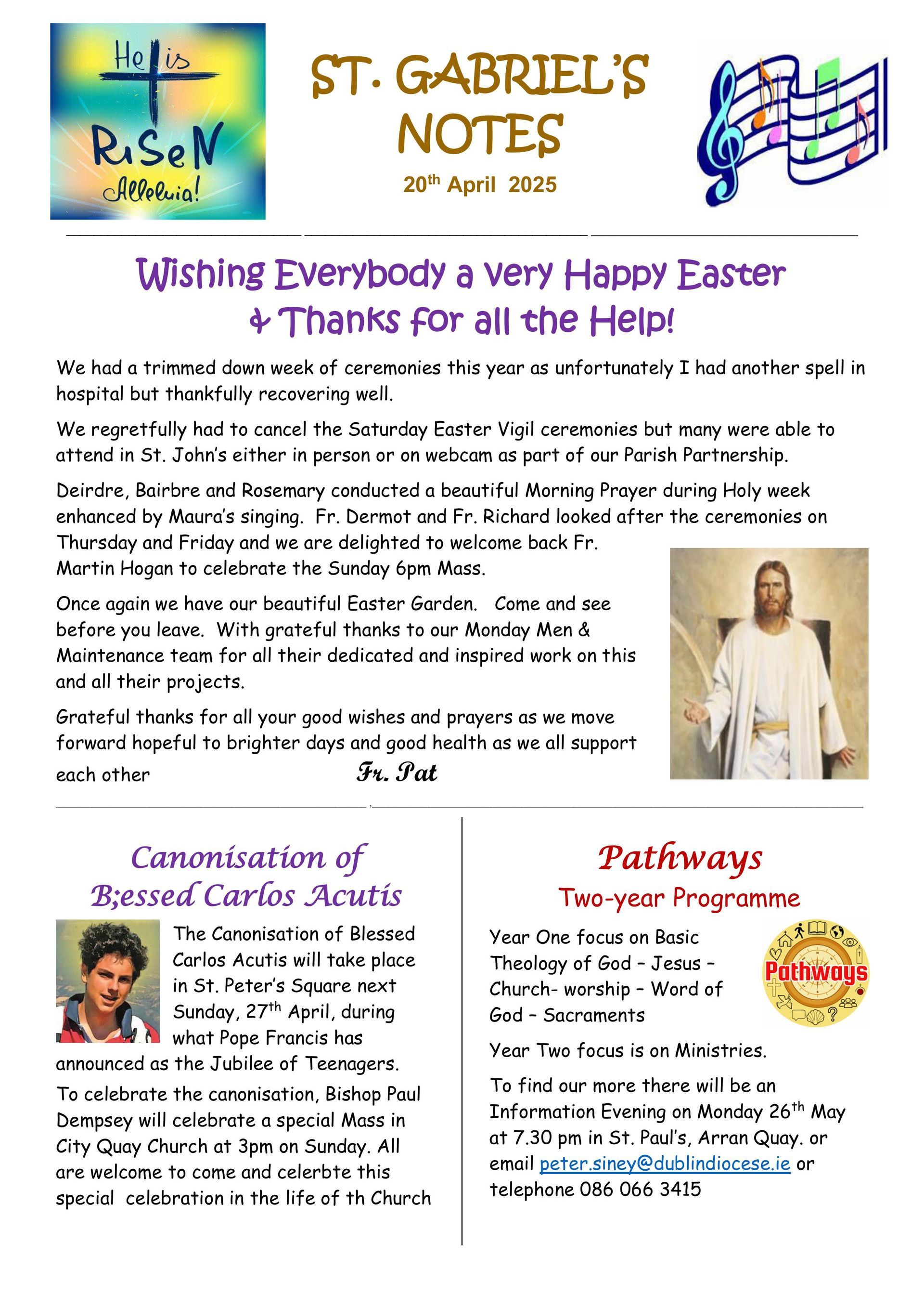 A page of st. gabriel 's notes with a picture of jesus on it.