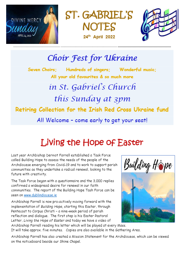 A flyer for a choir fest for ukraine in st. gabriel 's church