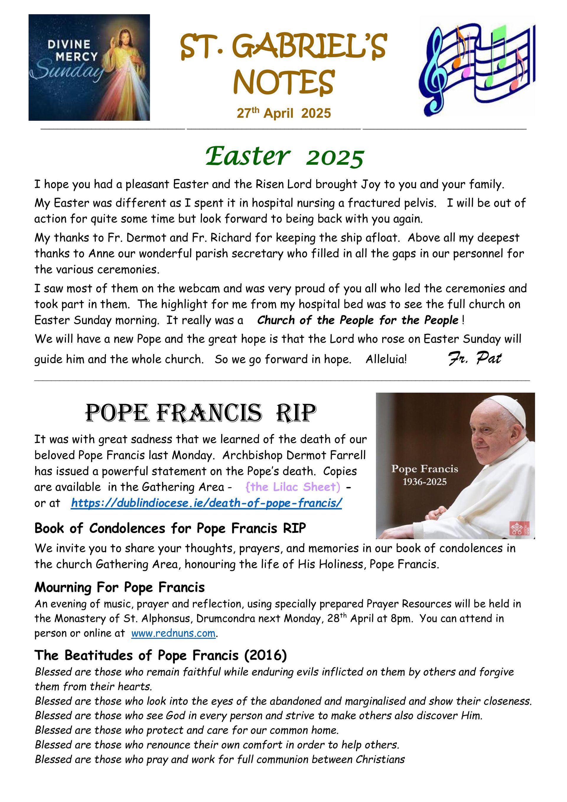 A page of st. gabriel 's notes with a picture of jesus on it.
