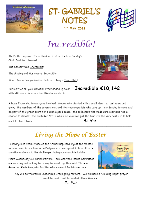 A picture of a newsletter from st. gabriel 's church.