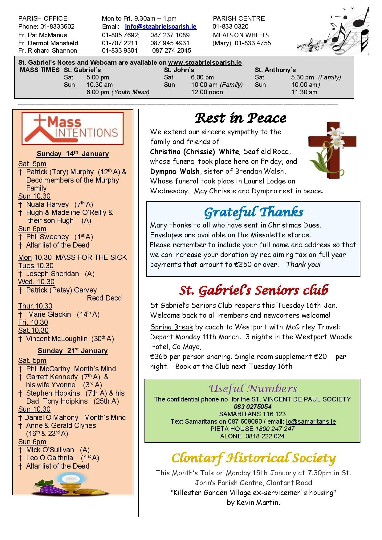 Parish Notes 14th January 2024