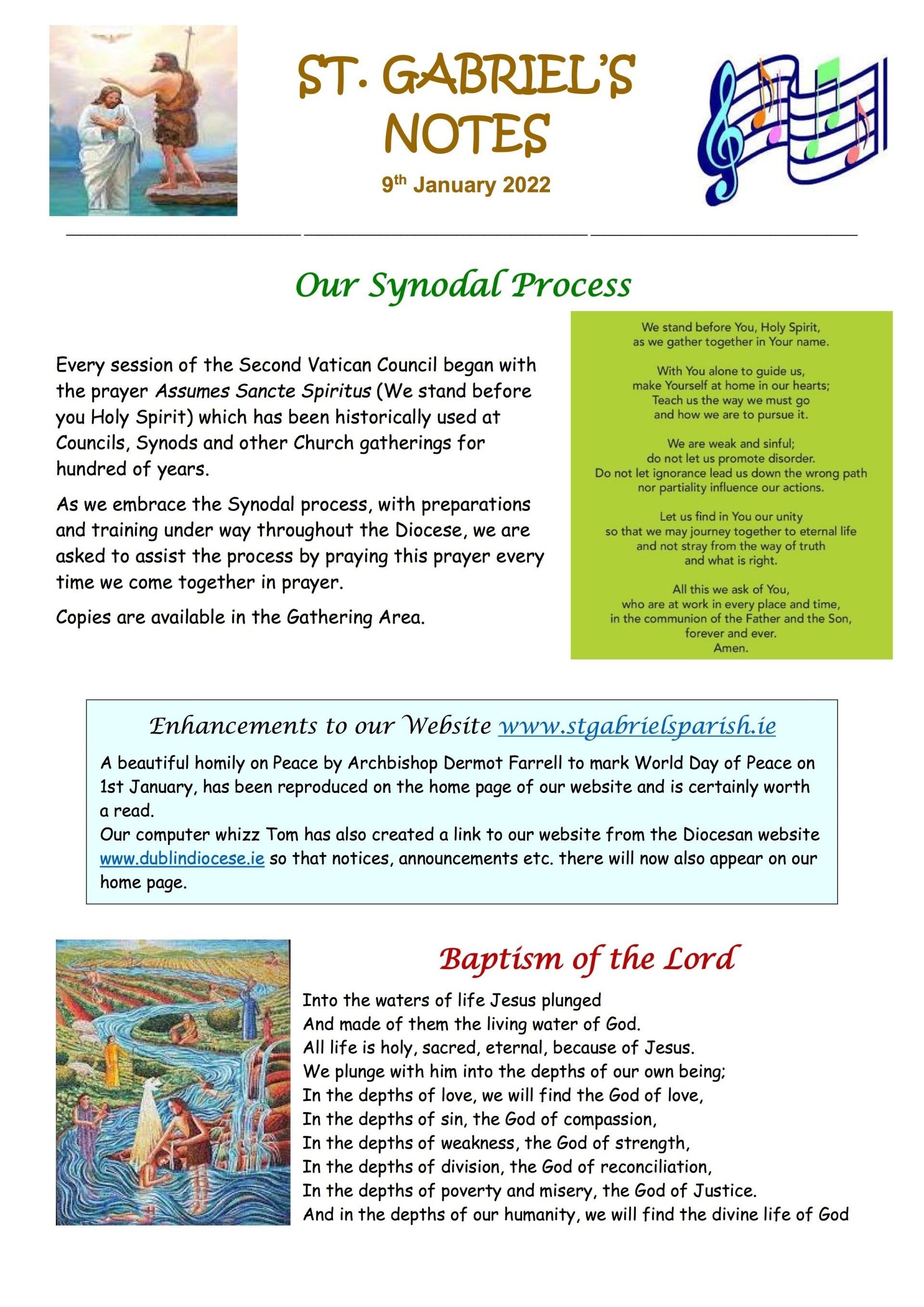 A page of st. gabriel 's notes with a picture of jesus on it.