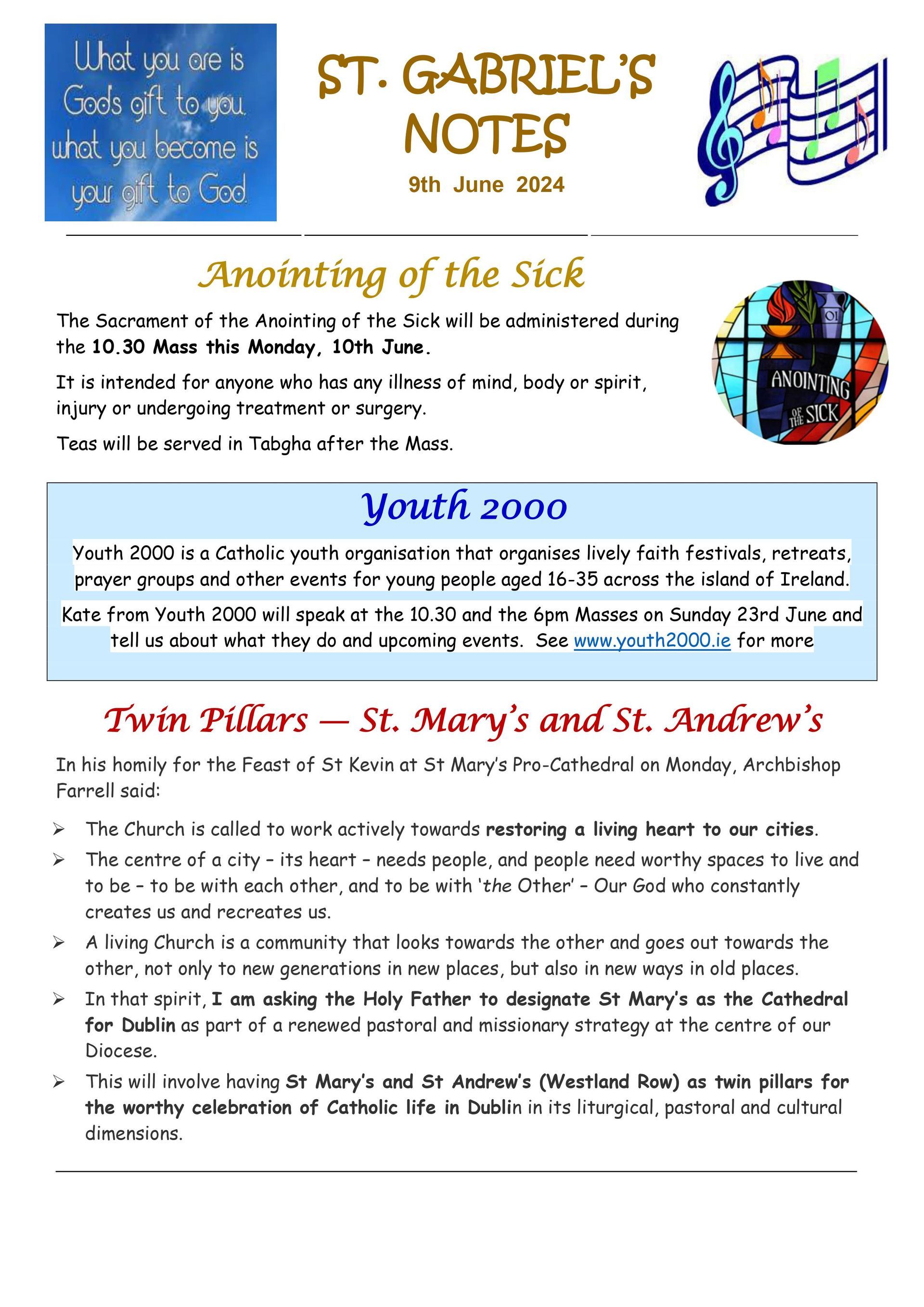 A page of st. gabriel 's notes with a picture of jesus on it.