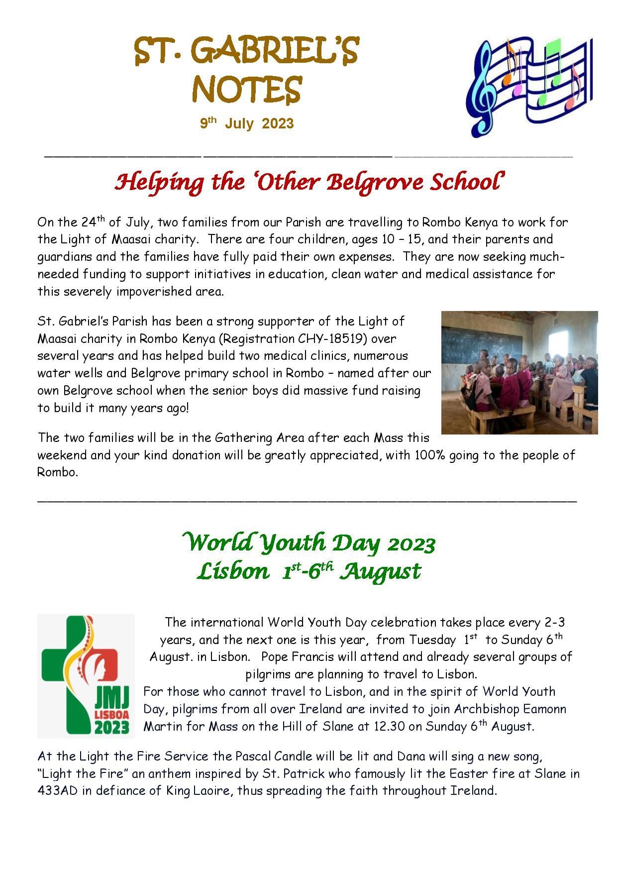 A page of a newsletter with a picture of a group of people sitting in a classroom.