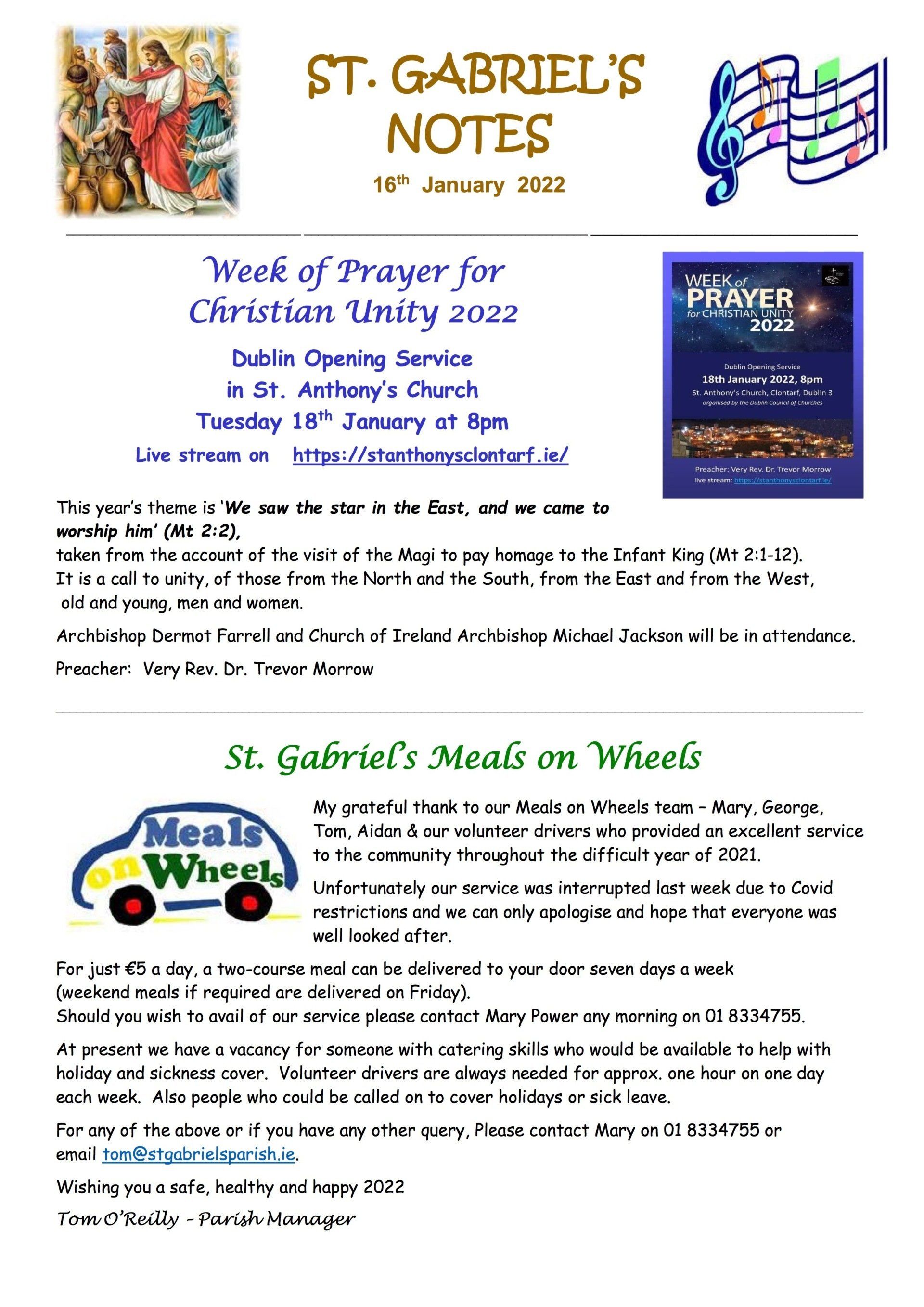 A flyer for st. gabriel 's notes with a picture of jesus on it.