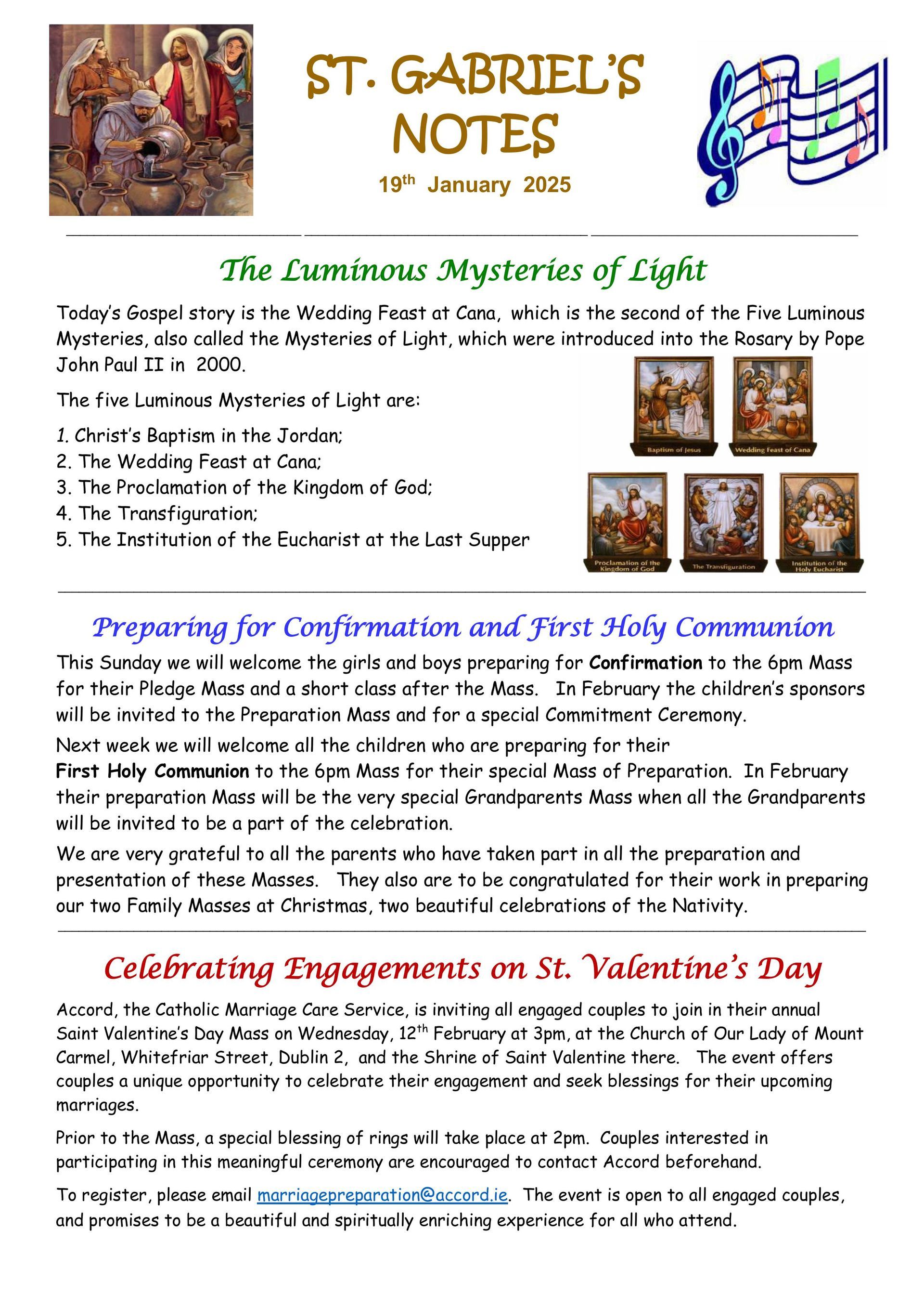 A page of st. gabriel 's notes with a picture of jesus on it.