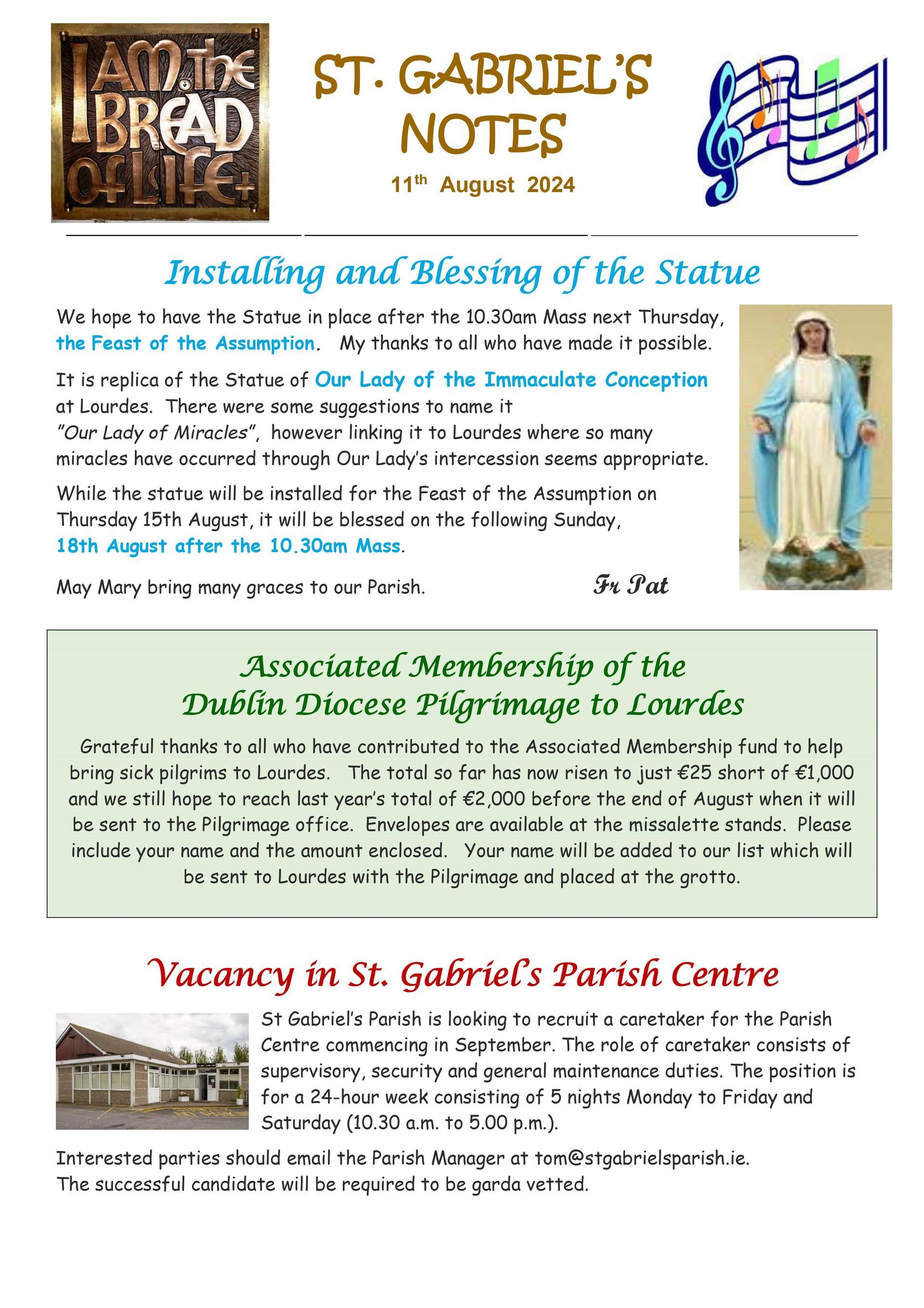 A page of st. gabriel 's notes with a picture of jesus on it.