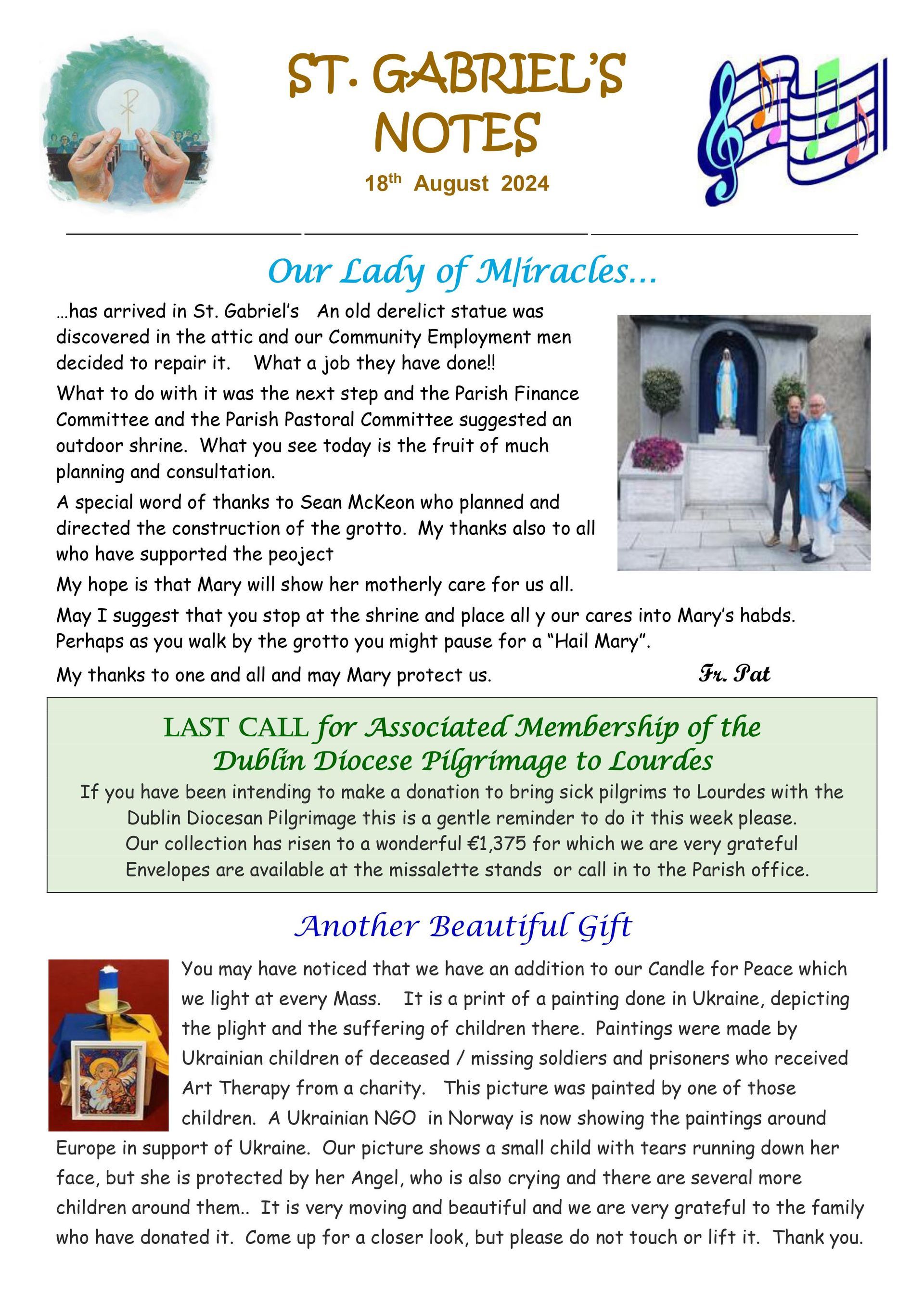 A page of st. gabriel 's notes with a picture of jesus on it.