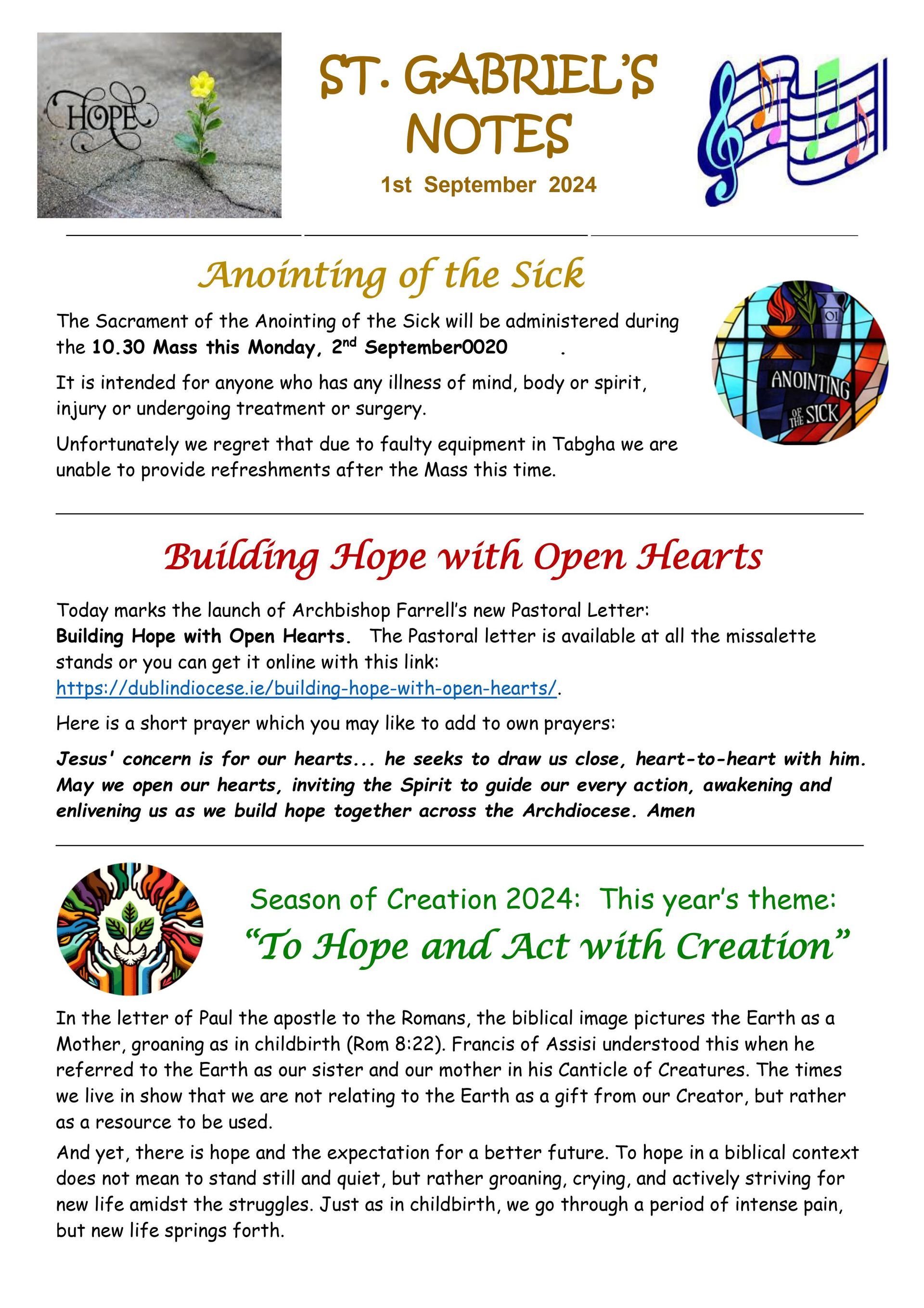 A page of st. gabriel 's notes with a picture of jesus on it.