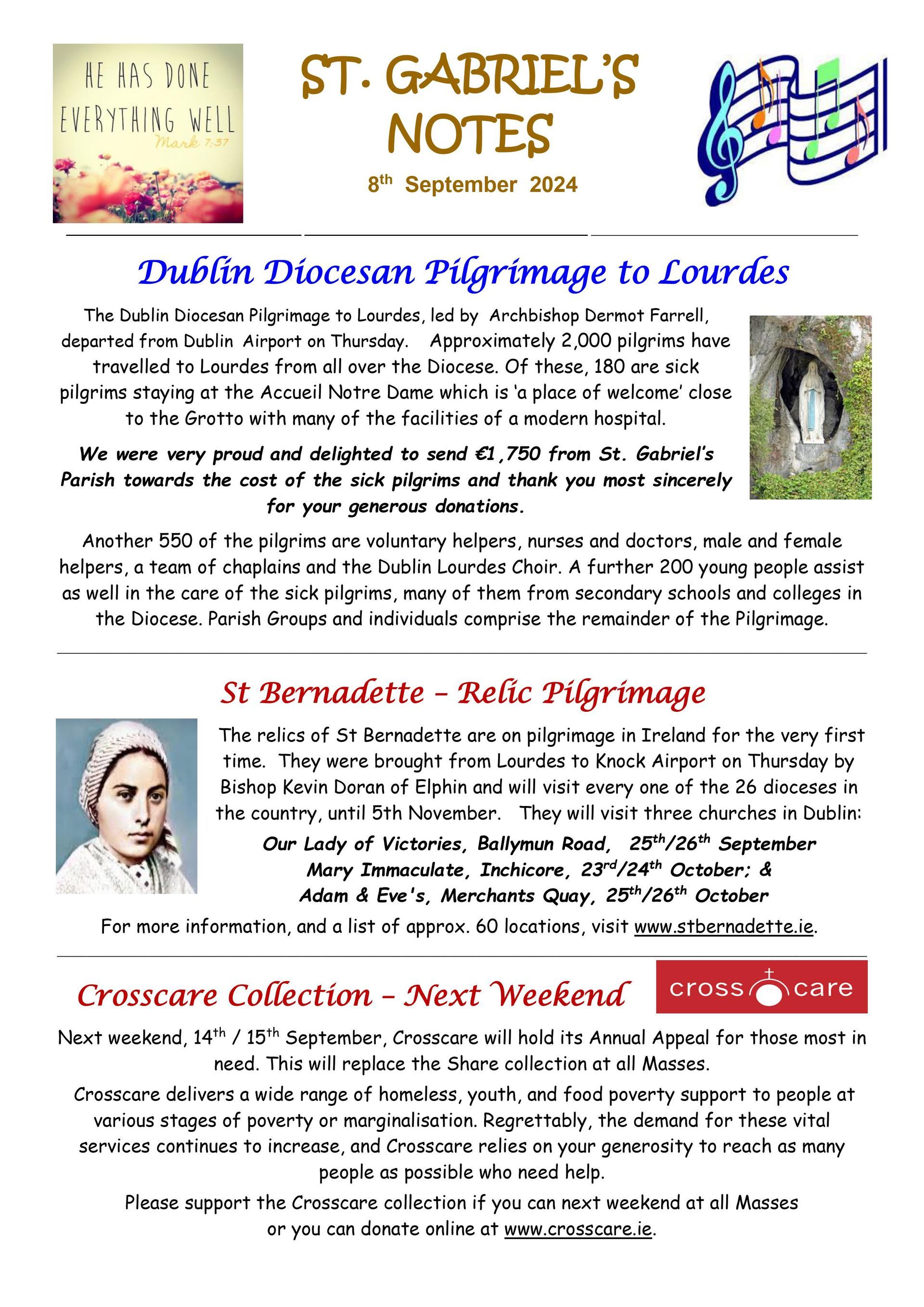 A page of st. gabriel 's notes with a picture of jesus on it.
