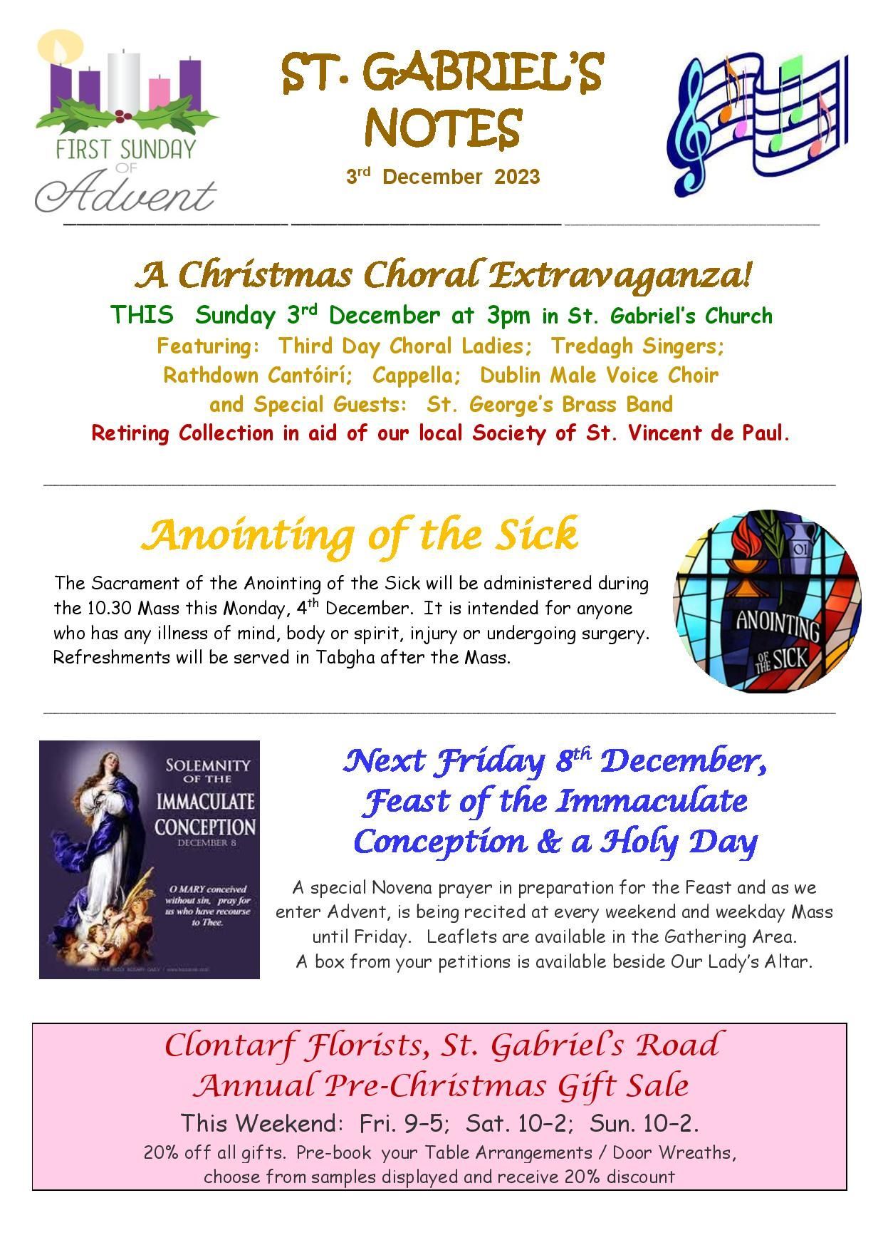 It is a christmas bulletin from st. gabriel 's church.
