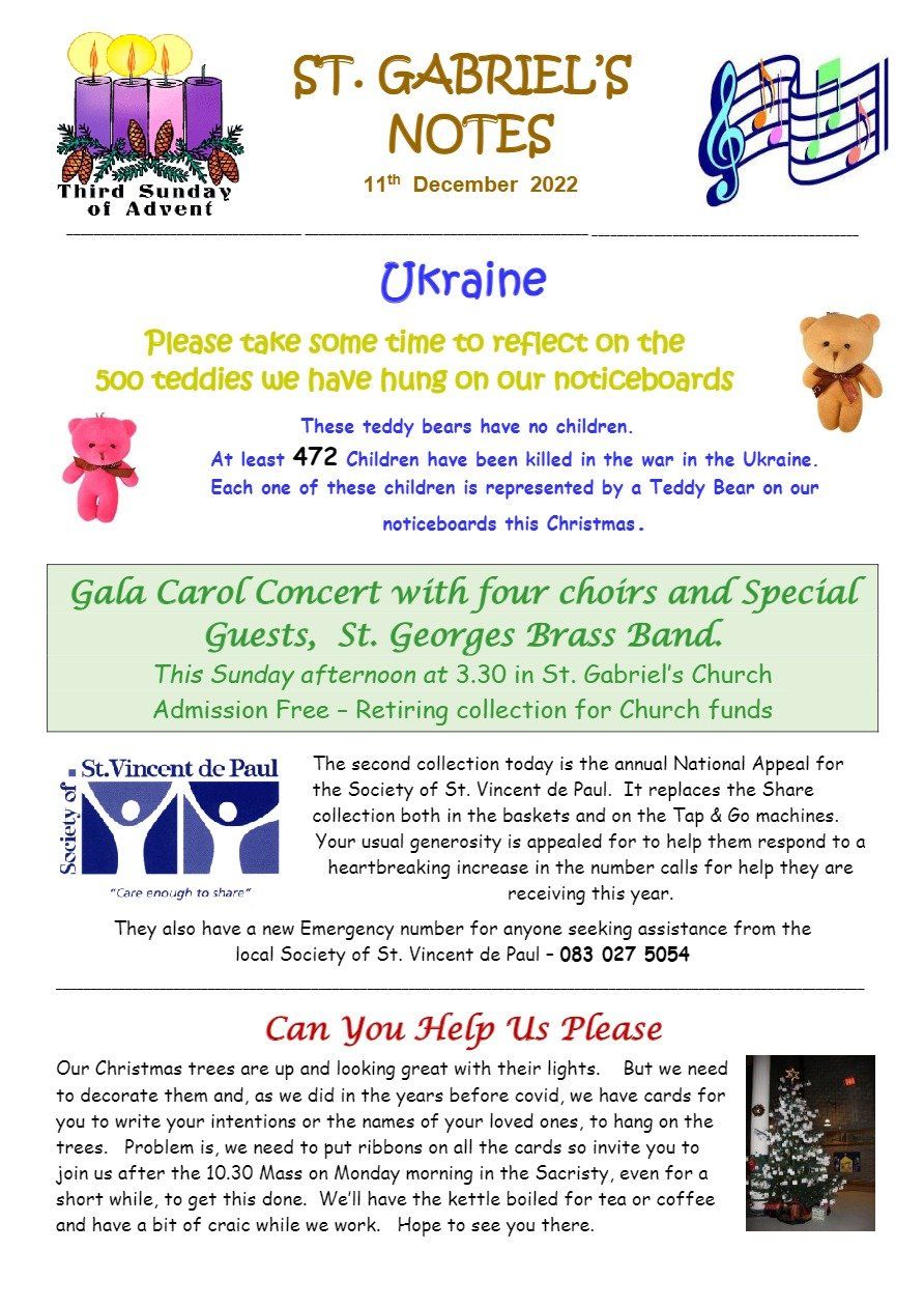 A flyer for st. gabriel 's notes in ukraine