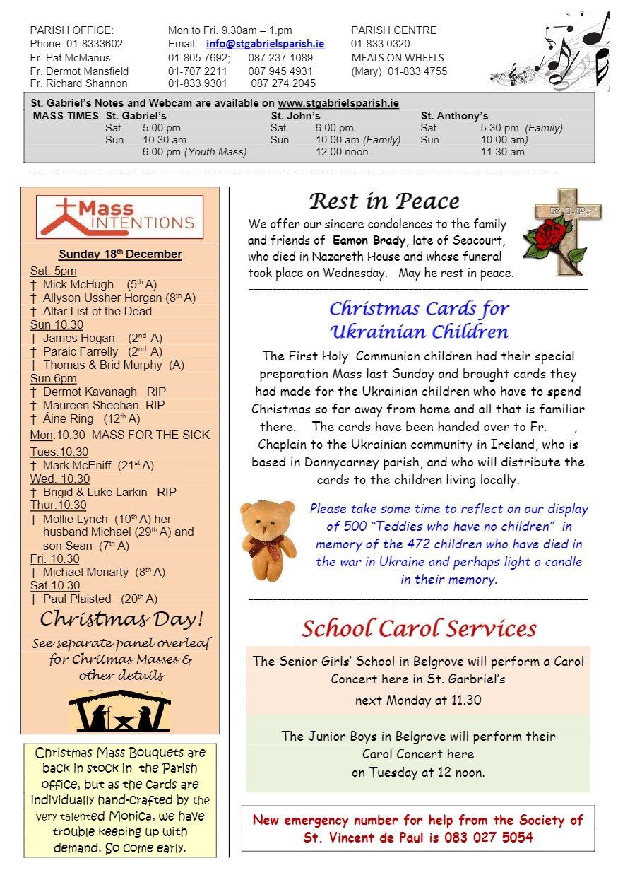 A newspaper with a teddy bear and a cross on it
