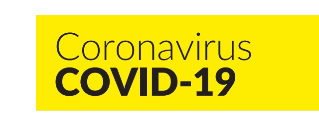 A yellow sign that says `` coronavirus covid-19 '' on a white background.