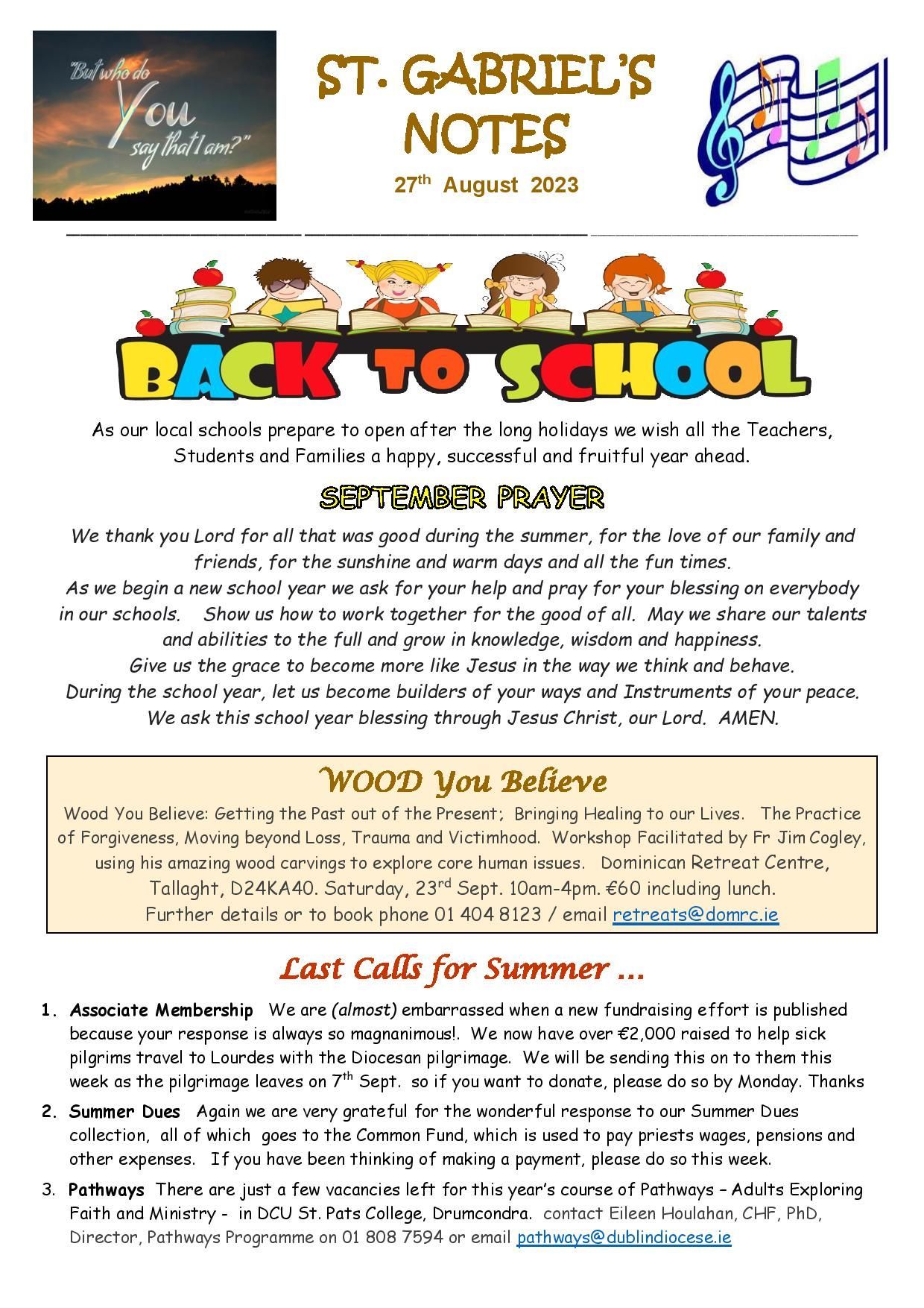 It is a back to school newsletter with a picture of children.