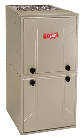 A bryant gas furnace is shown on a white background.