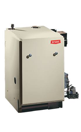 A white box with a red label on it is a boiler.