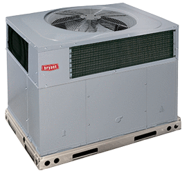 A bryant air conditioner is sitting on a pallet