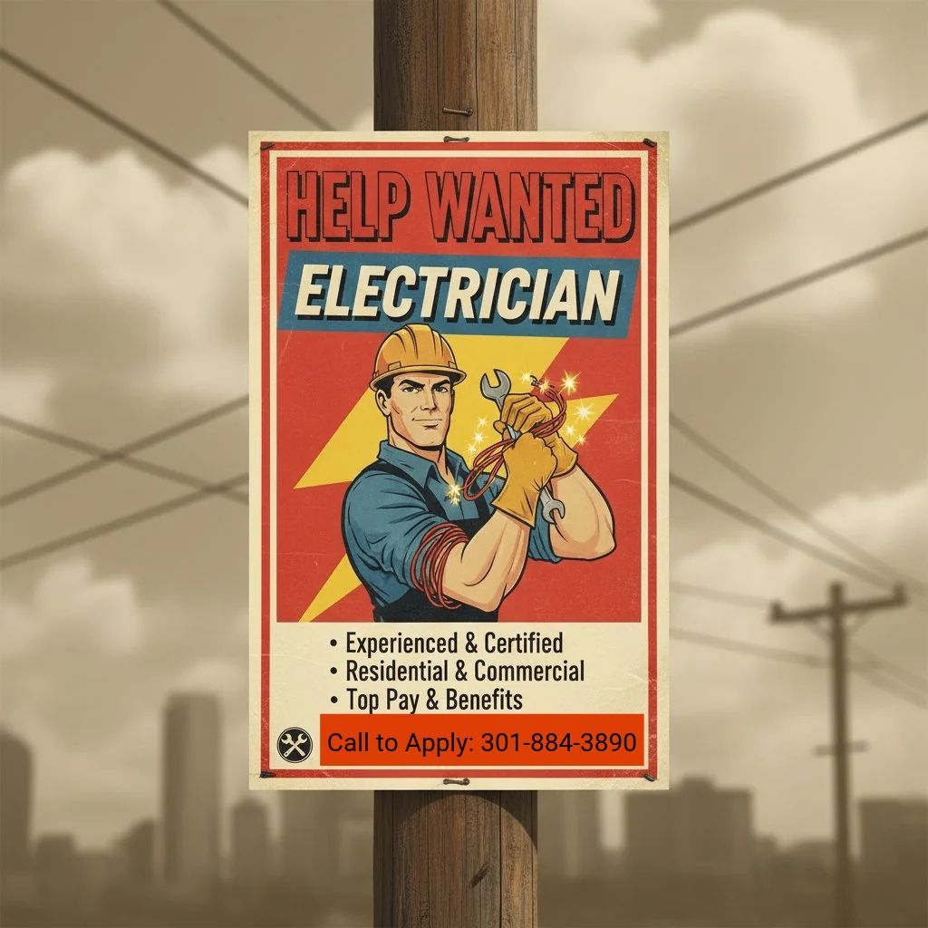 Electrician help wanted in southern md poster