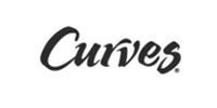 A black and white logo for curves on a white background.