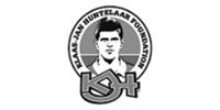 A black and white logo for a foundation with a man in a circle.