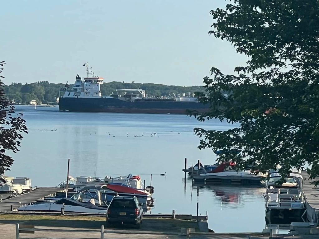 A bedroom with a bed , couch , and coffee table.