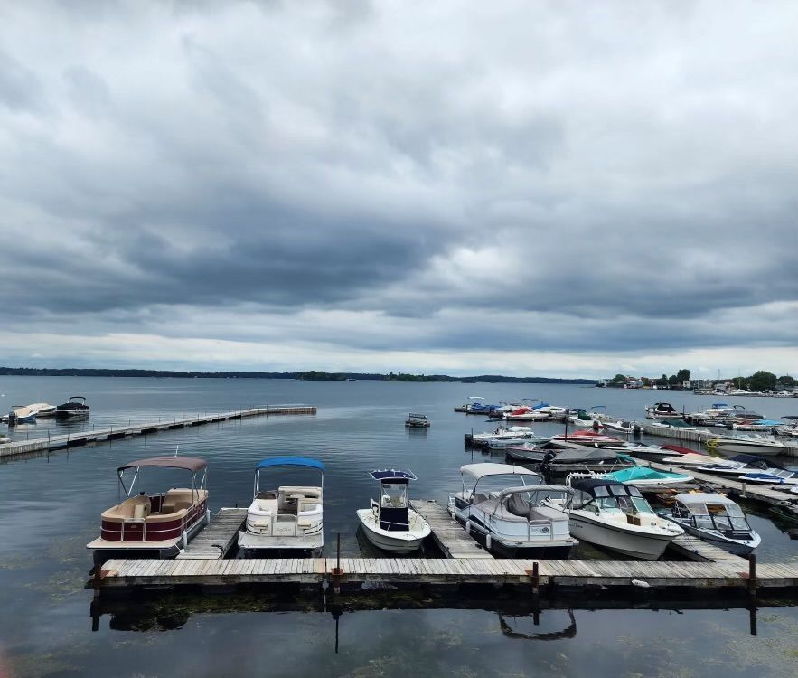 An aerial view of a small island in the middle of a body of water.